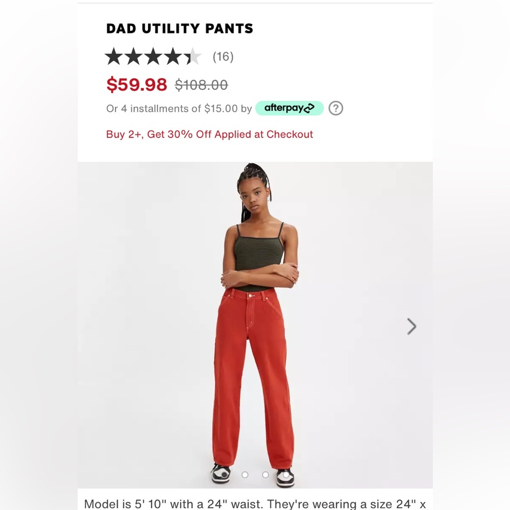 Levi’s “Utility Dad” Red Jeans, Like New, Women’s Sz. 31